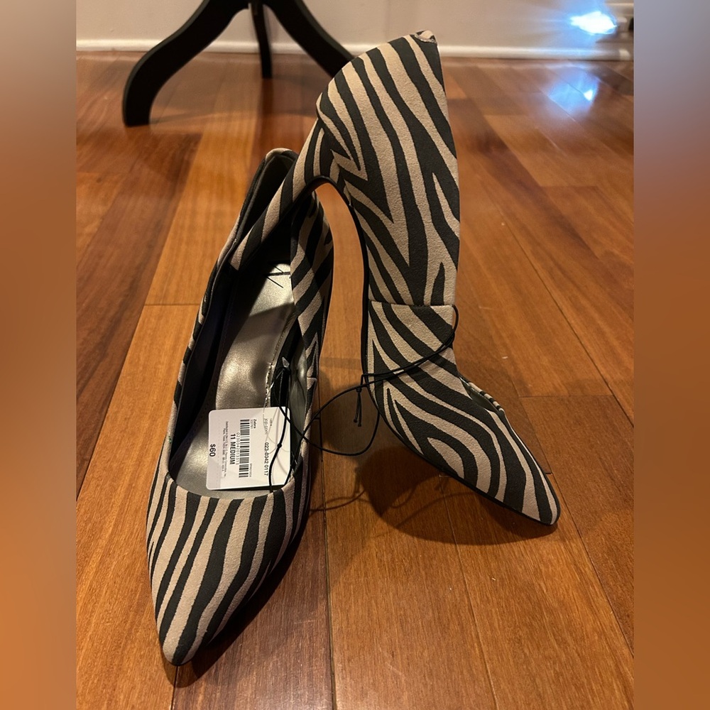 Worthington Zito Tan Zebra Print Heels Pointed Toe Size 11 Medium